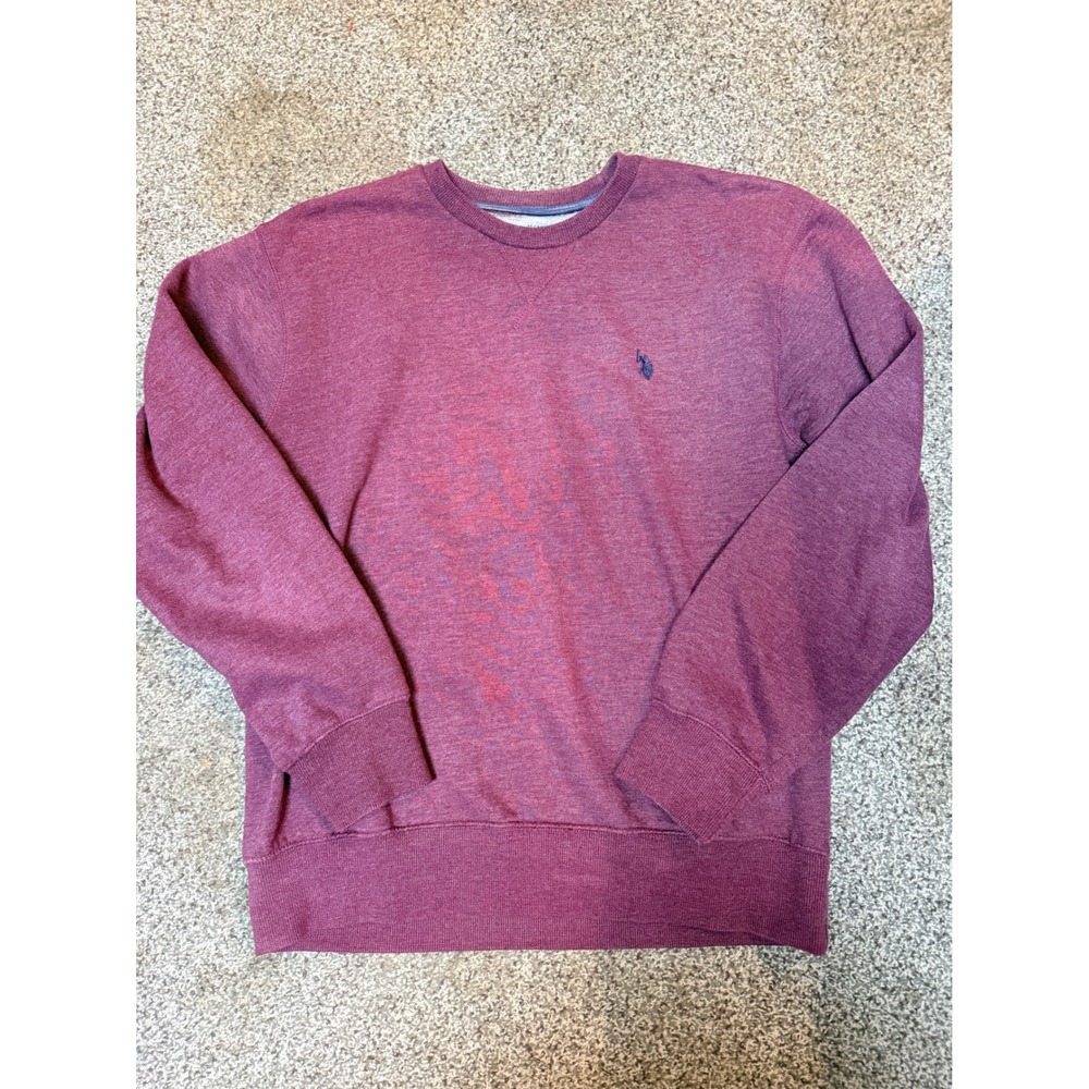 US Polo Assn Mens Luxury Feel Sweatshirt Burgundy Crewneck Medium 118643Y3